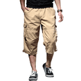 thumbnail image 3 of Trgacdwlo Mens Capri Pants Below Knee Straight Leg Cargo Shorts Men Summer Outdoor Golf Fishing Long Shorts with Pockets Khaki L, 3 of 5