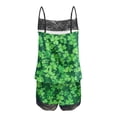 thumbnail image 4 of Uaswgudfs Women's St. Patrick's Day Lace Trim Spaghetti Strap Cami Shorts Set Bow Star Print Two-Piece Sleeveless Loungewear Sleepwear Green M, 4 of 5