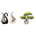 thumbnail image 1 of Elegante Colección De Figuras De Bonsái De Cisne De Cerámica, Escultura De Vegetación Artificial, Adorno De Escritorio Para Estante, Mesa, Centro De Mesa, Decoración De Aniversario, 1 of 8