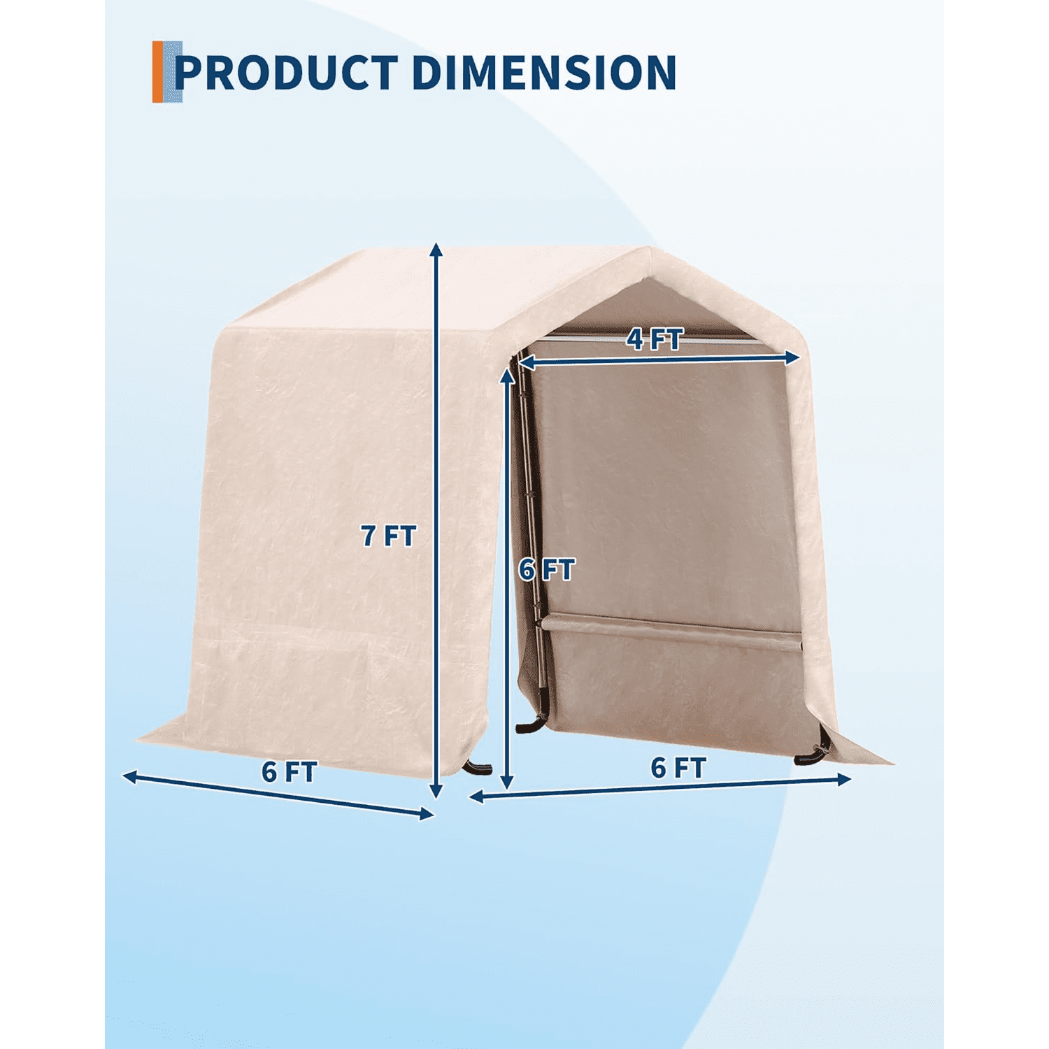 6 x 6 ft Portable Carport Heavy Duty Waterproof  Storage Shed with 2 Roll-Up Doors & Vents for Motorcycles,Bikes,Garden Tools,and Firewood
