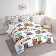thumbnail image 3 of Homewish Kawaii Train 7-Piece Twin Bedding Sets,Cartoon Vehicles Car Bedding Comforter Set,Red Blue White Sheet Sets For Boys Teens,Microfiber Bedroom Decor Reversible, 3 of 8