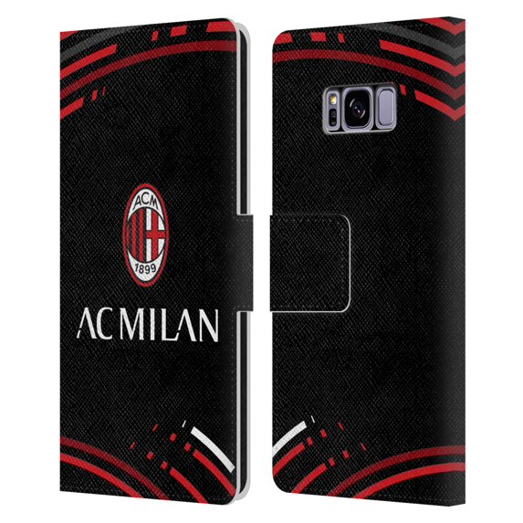 Head Case Designs Officially Licensed AC Milan Crest Patterns Curved Leather Book Wallet Case Cover Compatible With Samsung Samsung Galaxy S8