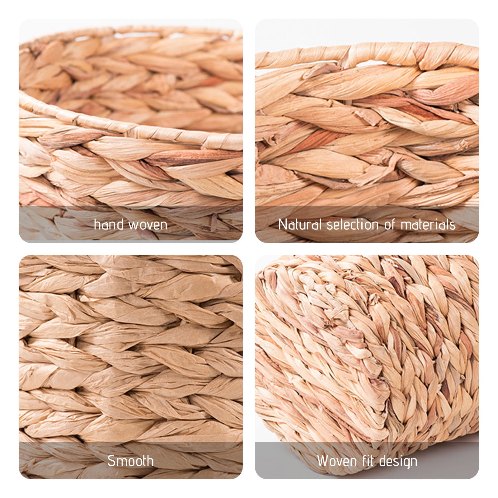 PHIGZNT Wicker Waste Basket, Wicker Trash Basket with Built-In Handles, Handwoven Water Hyacinth Trash Can, Wicker Garbage Can for Bedroom, Bathroom, 1 Pack Beige One Size