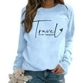 thumbnail image 2 of Women's Sweatshirts 2025 Travel Is My Therapy Sweatshirt Long Sleeve Crewneck Loose Pullover Tops Sweatshirt for Women, 2 of 6