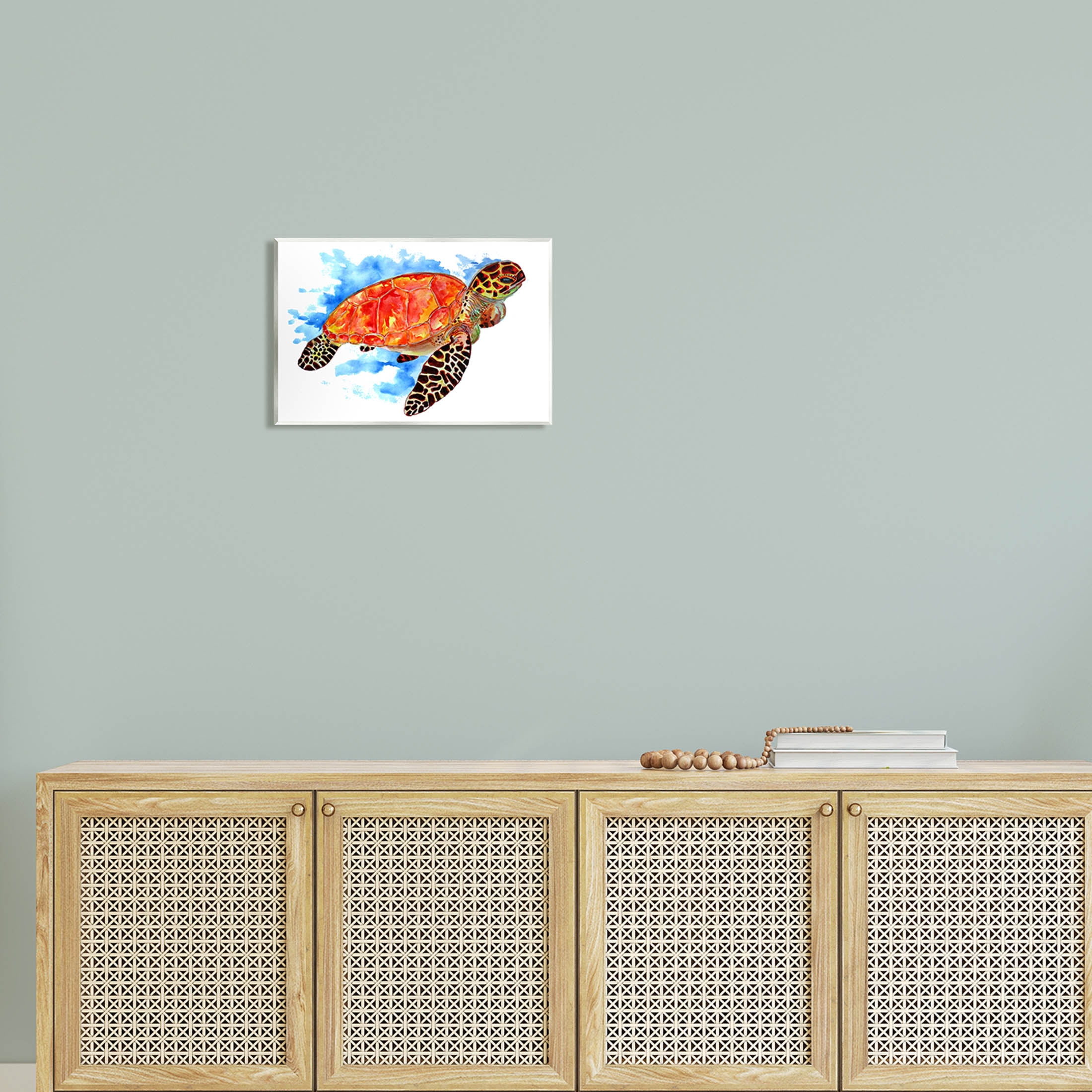 Bold Orange Nautical Turtle Animals & Insects Graphic Art Unframed Art Print Wall Art