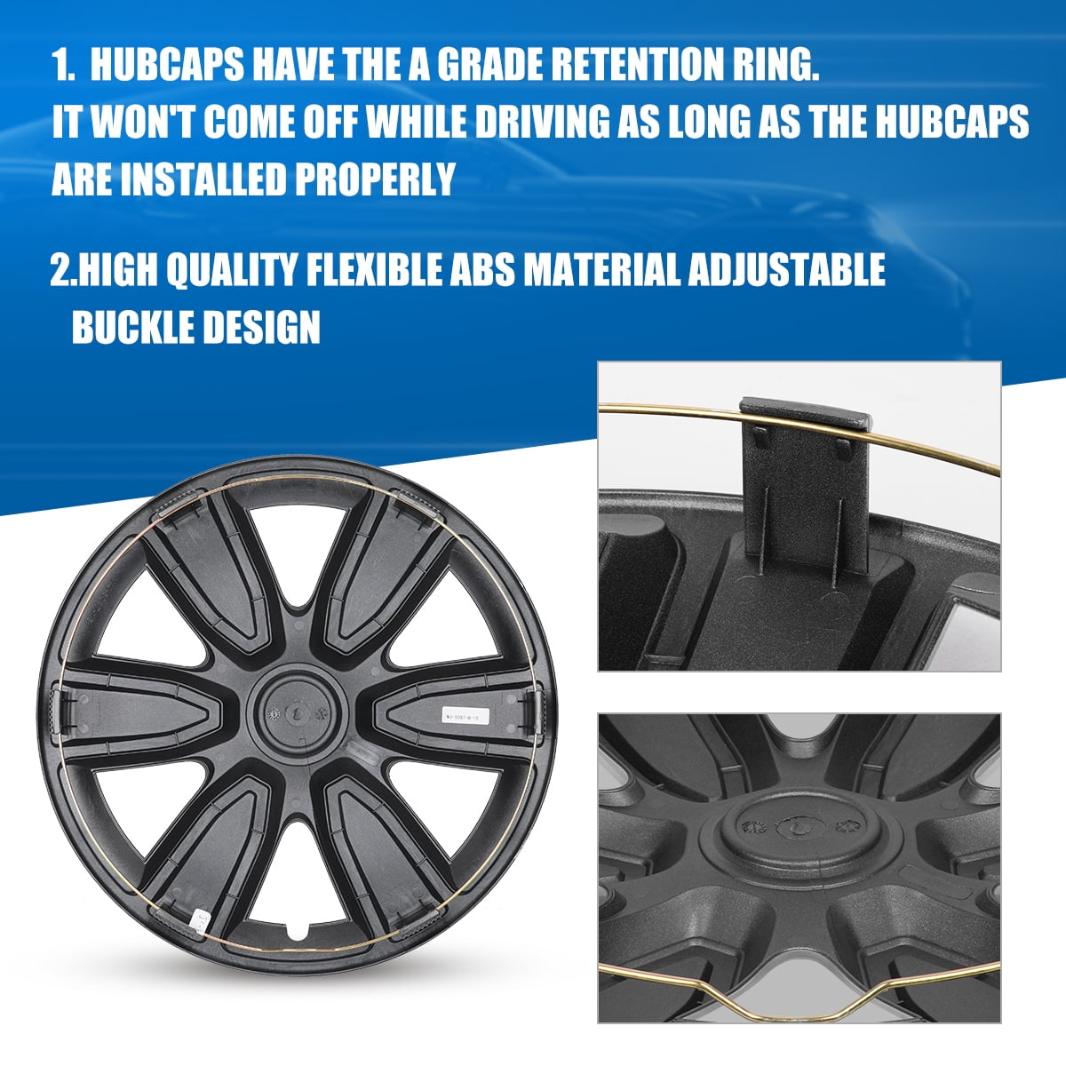 4Pcs/set 15 Inch Universal Wheel Rims Cover Hubcaps Snap On Car Truck SUV Wheel Covers ABS+PC Material （15-Inch, Lacquer)