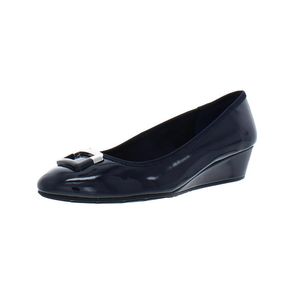 Bandolino Womens Tad 3 Patent Round Toe Wedge Heels