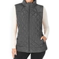 thumbnail image 1 of A2Y Women's Diamond Quilted Padding Zip Front Side Pockets Vest Ash Grey S, 1 of 3