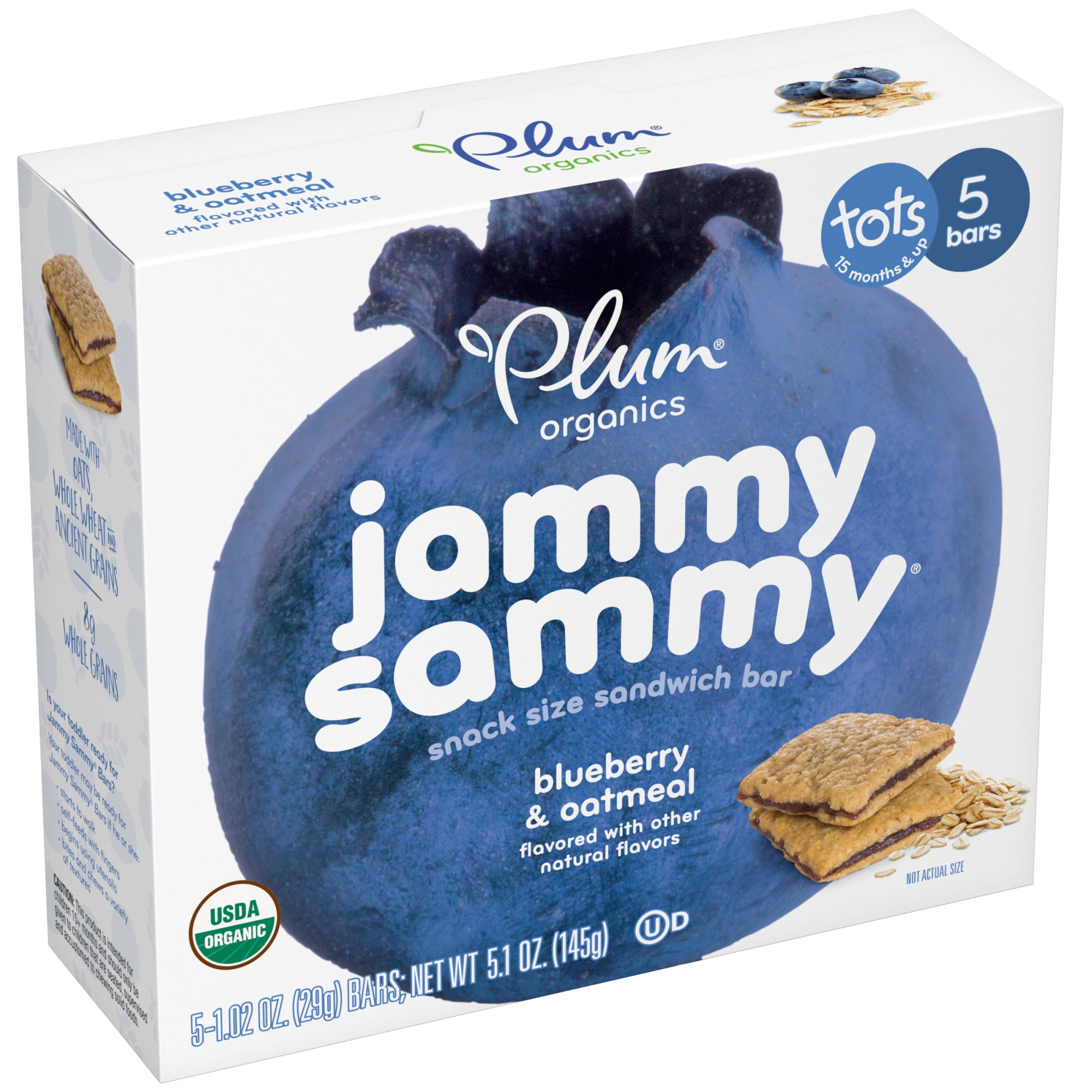 Plum Organics Jammy Sammy Snack Bars for Toddlers: Blueberry and Oatmeal - 5 Ct, Baby Food