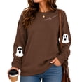 thumbnail image 5 of GILIGEGE Spooky Season Sweatshirts for Women,Cute Ghost Sleeve Crewneck Pullover Halloween Sweatshirt,Vintage Salem Witch Graphic Pullover,Casual Long Sleeve Tops,fall fashion must haves Brown 2XL, 5 of 9