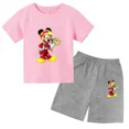 thumbnail image 3 of Conjunto de 2 piezas de camiseta y pantalones cortos de marca Disney de manga corta de verano para niños y niñas, conjuntos de moda para bebés de 2 a 12 años, 3 of 5