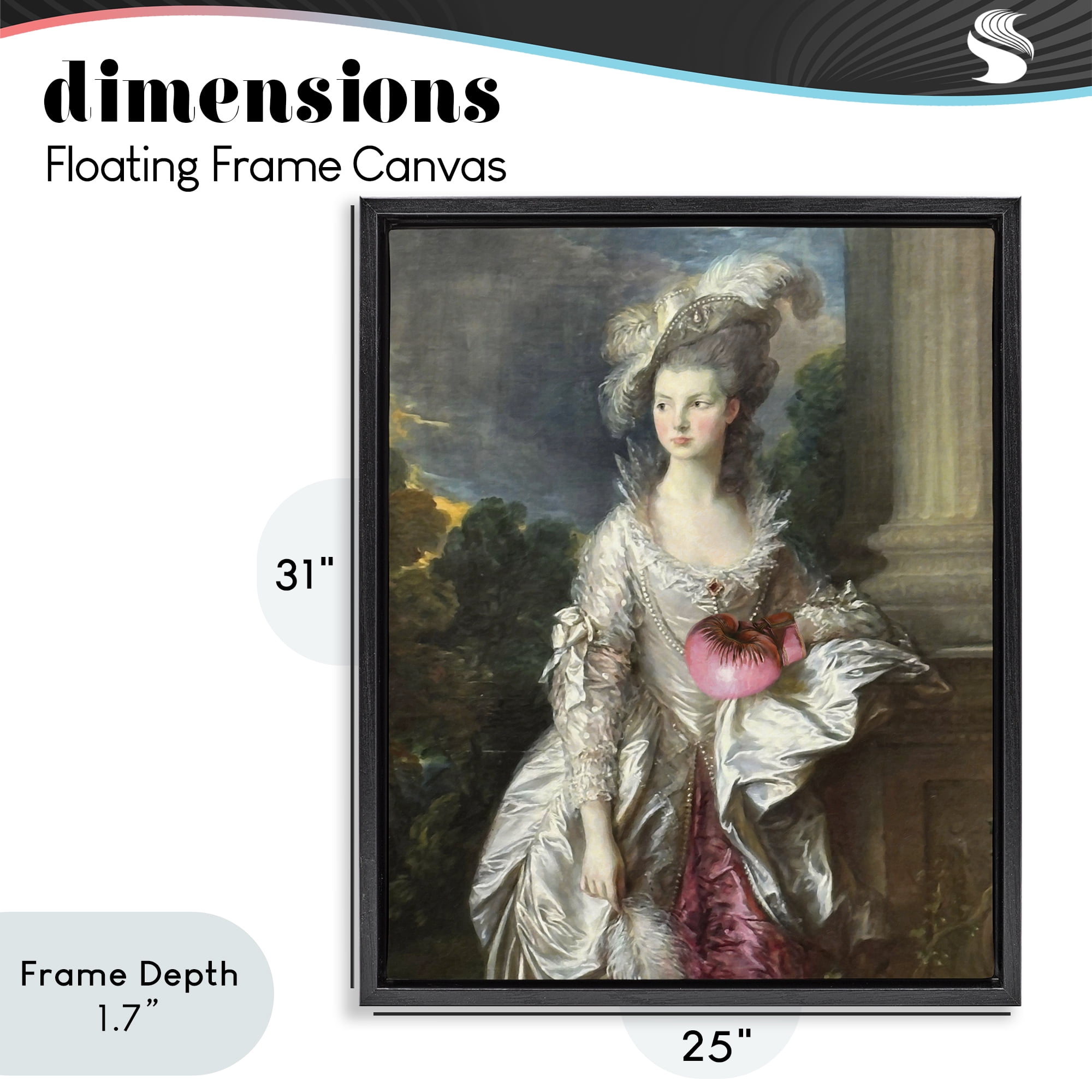 Stupell Industries Historical Lady with Boxing Glove Black Framed Floater Canvas Wall Art, design by Grotto Studios