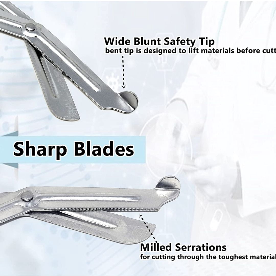 24/Pack Royal Blue Handle Trauma Shears 7.25" Stainless Steel Scissors for Paramedics, EMT, Nurses, Firefighters + More