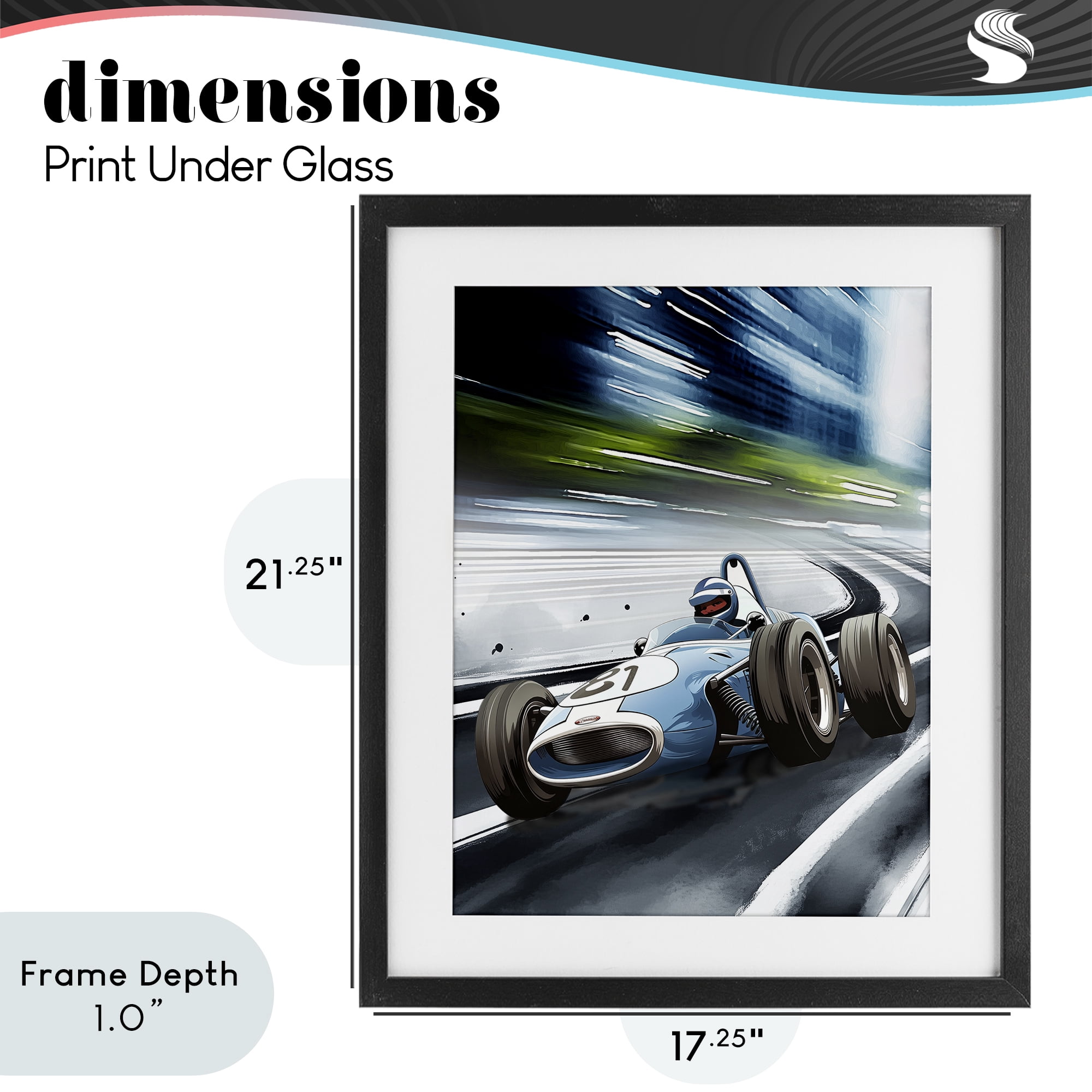Stupell Industries Speeding Racecar Driver Black Framed Print Under Glass, design by Christine Simpson Art