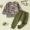 thumbnail image 2 of HCNTES Baby Boy Winter Clothes Baby Boy Clothes Fall 6 12 18 Months 2T 3T Cute Retro Car Graphic Long Sleeve Pullover Tops & Pant Sets Toddler Outfits, 2 of 6