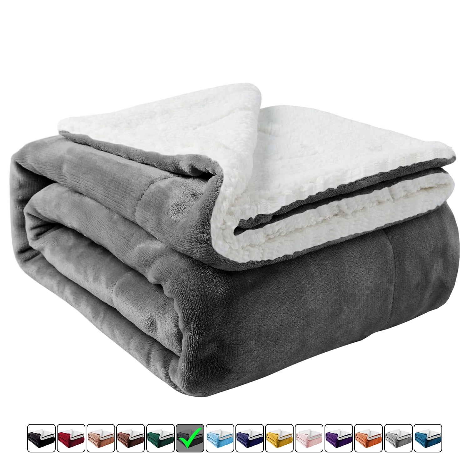 Moonlight20015 Sherpa Blanket Fluffy Plush Couch & Travel Blanket Reversible Throw Size Grey Color