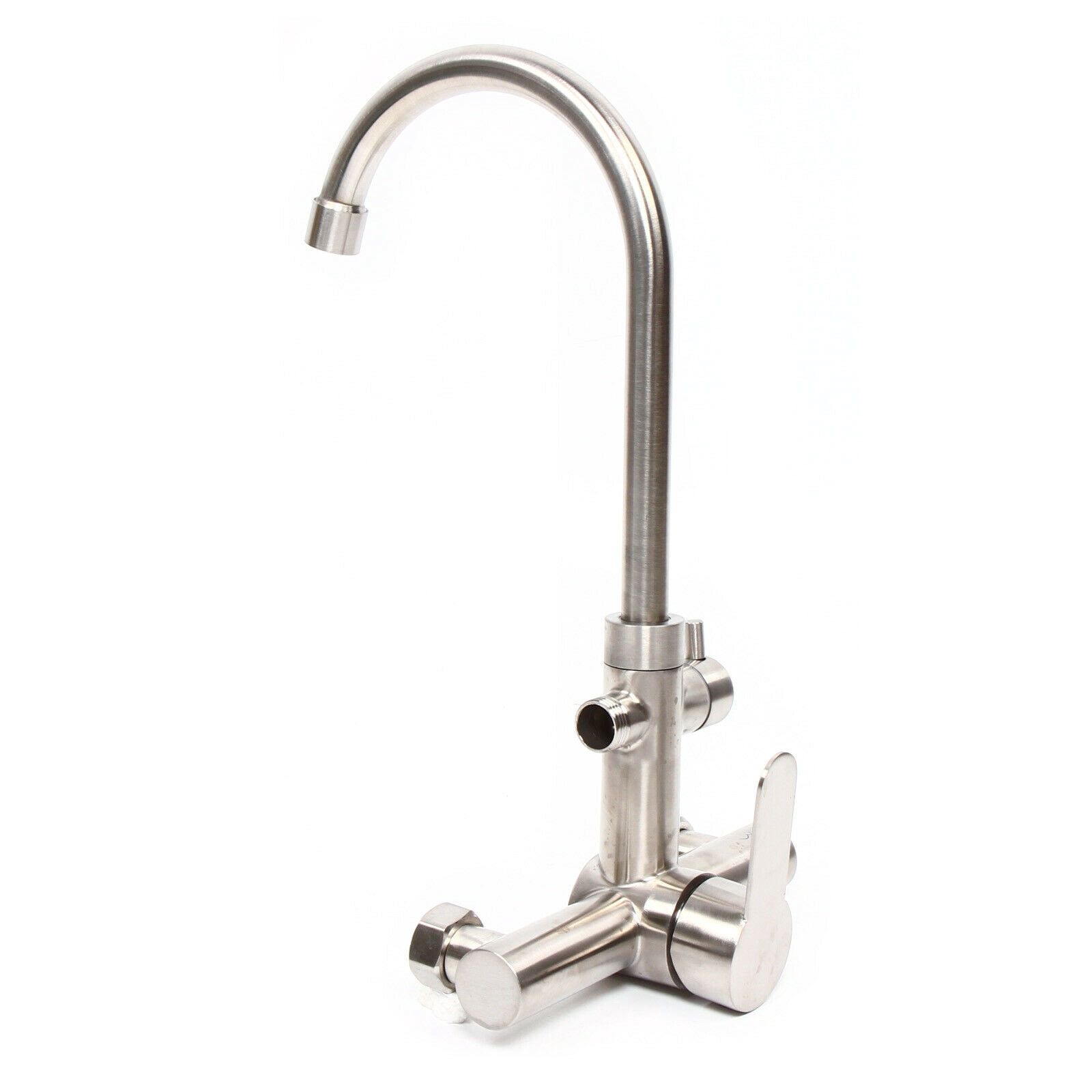 Wall Mount Kitchen Sink Faucet One Handle 2 Holes Mixer Tap Stainless Steel