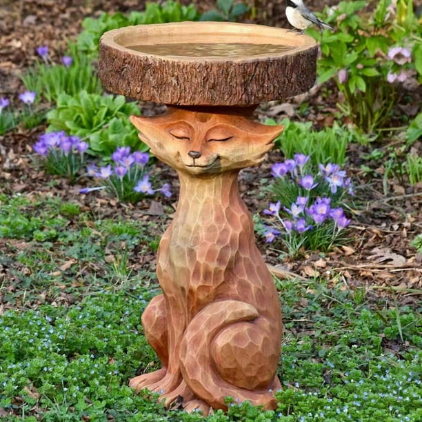 Estatua de baño de pájaros para jardín al aire libre, manualidades Retro para el hogar, patio de resina, comedero para pájaros, baño para pájaros Cola estatua de baño de pájaro