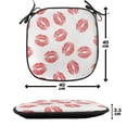 thumbnail image 4 of Feminine Chair Seating Cushion, Pattern of Lipstick Kiss Marks Woman Valentines Wedding Theme Illustration, Soft Seat Pads for Office with Anti-slip Backing, 16"x16", White Red, by Ambesonne, 4 of 7