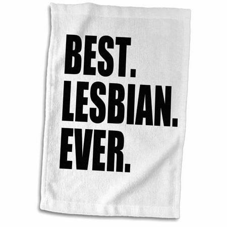 3dRose Best Lesbian Ever - Fun humorous gay pride gifts for her - funny - humor - black text - Towel, 15 by