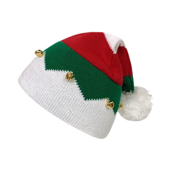 Christmas Knitted Beanies Hats - Elf Knitted Santa Clause Knitting Beanie Hat with Pompom for Adult Teens Red,One Size
