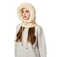 thumbnail image 6 of Women’s Upgraded 3-in-1 Knitted Balaclava with Thickened Collar - Drawstring Hat Scarf Mask Set, Fleece-Lined Warm Windproof Winter Headwear, Luxurious Soft Design for Cold Weather, J, 6 of 9