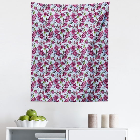 Magnolia Tapestry, Flowering Branches with Thriving Petals and Leaves Coming of the Spring Theme, Fabric Wall Hanging Decor for Bedroom Living Room Dorm, 5 Sizes, Multicolor, by Ambesonne