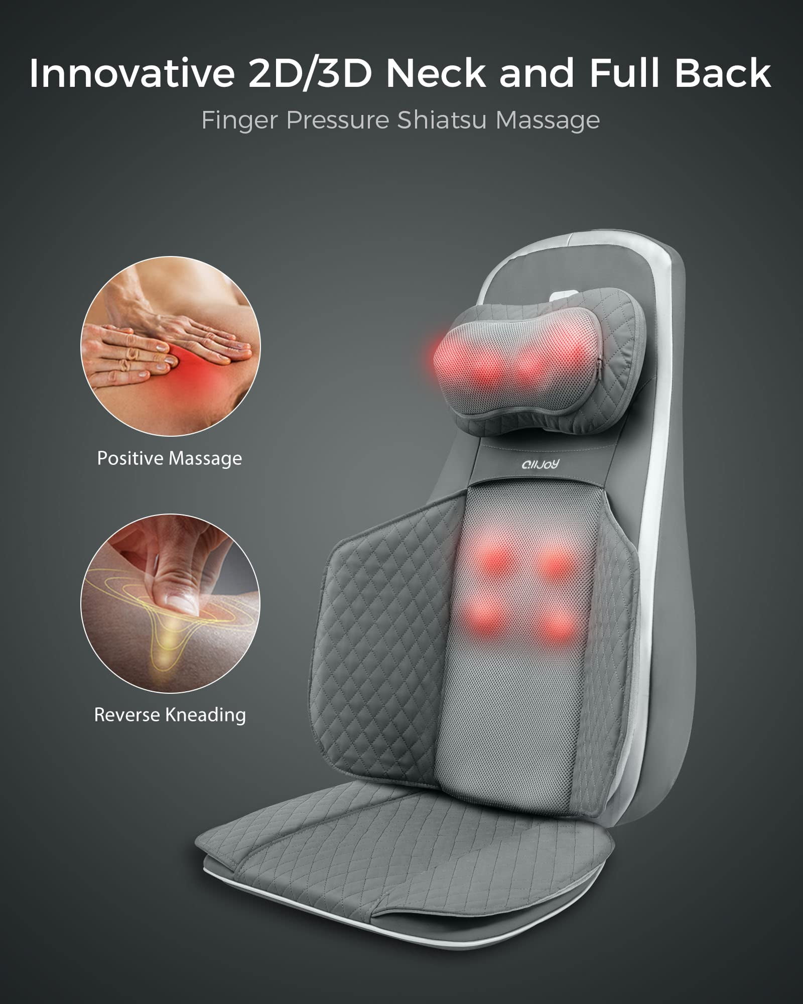 ALLJOY Back Chair Massager Pad, Shiatsu Kneading Office Chair Back