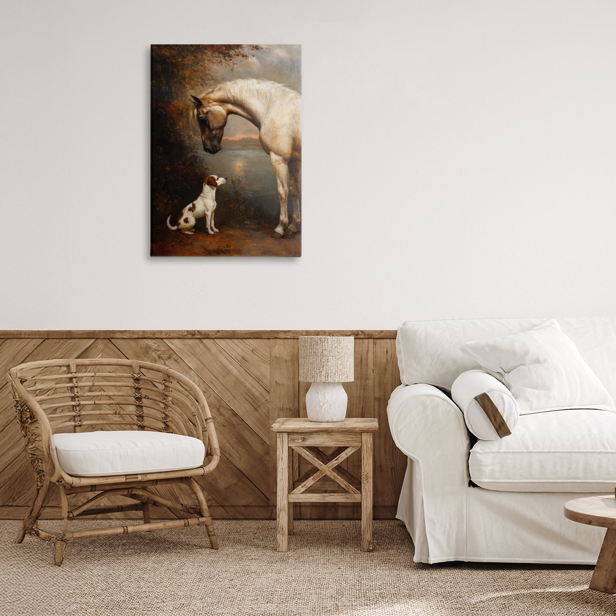 Stupell Industries Hound & Horse Vintage View Canvas Wall Art, design by Petal Prints Design