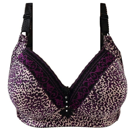 

Strapless Bras for Women Leopard Wire Wireless Push up Bra for Womens Purple XXL