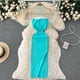 thumbnail image 1 of YuooMuoo elegante moda Sexy paquete caderas Split vestido de verano de punto mujeres ajustado elástico ceñido vestido de fiesta ropa de calle trajes, 1 of 4