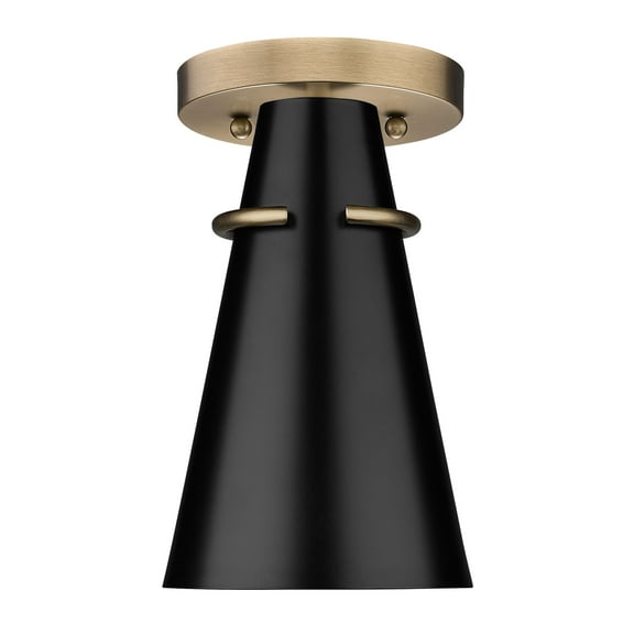 Golden Lighting Reeva 1-light Semi-Flush Mount in Modern Brass and Matte Black shade