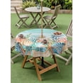 thumbnail image 4 of Outdoor Tablecloth with Umbrella Hole for Patio/Picnic/Party/Camping, Coastal Beach Waterproof Table Cloth Round Cover Washable, Ocean Wave Summer Sea Starfish Coral Teal Beige (Dia 54"), 4 of 8