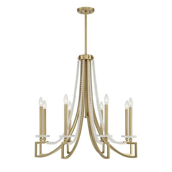 Warm Brass Eight Light Chandelier from the Helen Collection