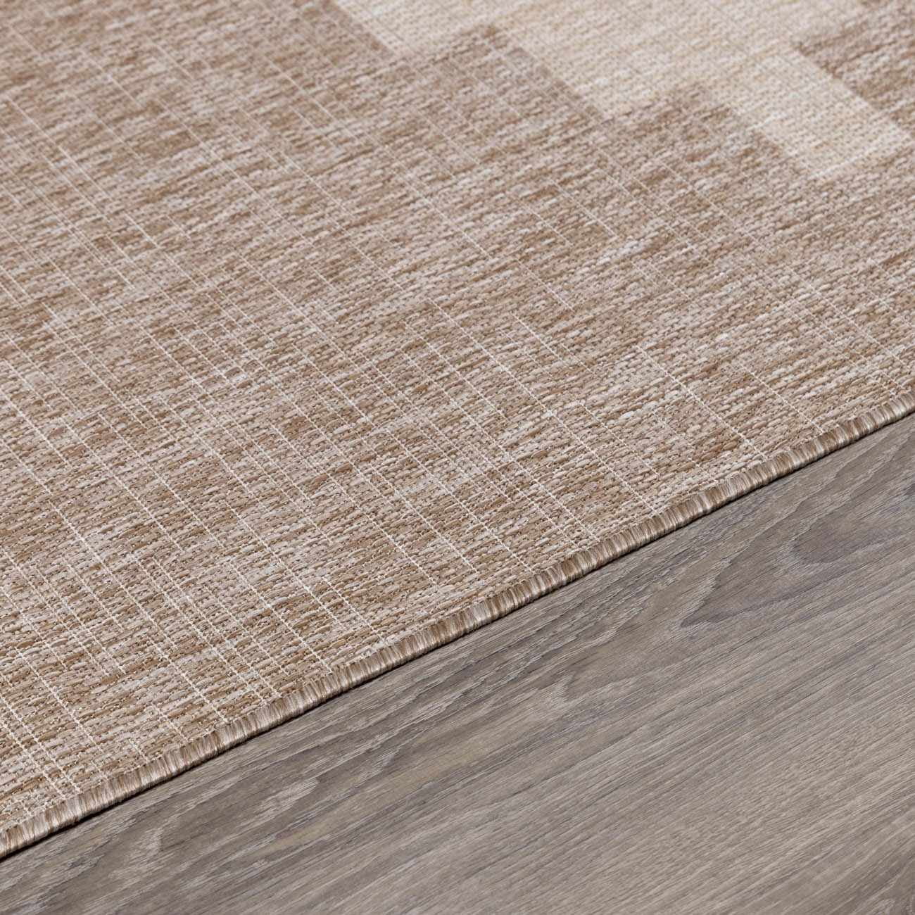 Hauteloom Djugun Outdoor Area Rug - Outside Porch Patio Rug Carpet - No Pile Rug - Waterproof Rug - Geometric - Brown, Cream, Beige - 4'3" x 5'11"