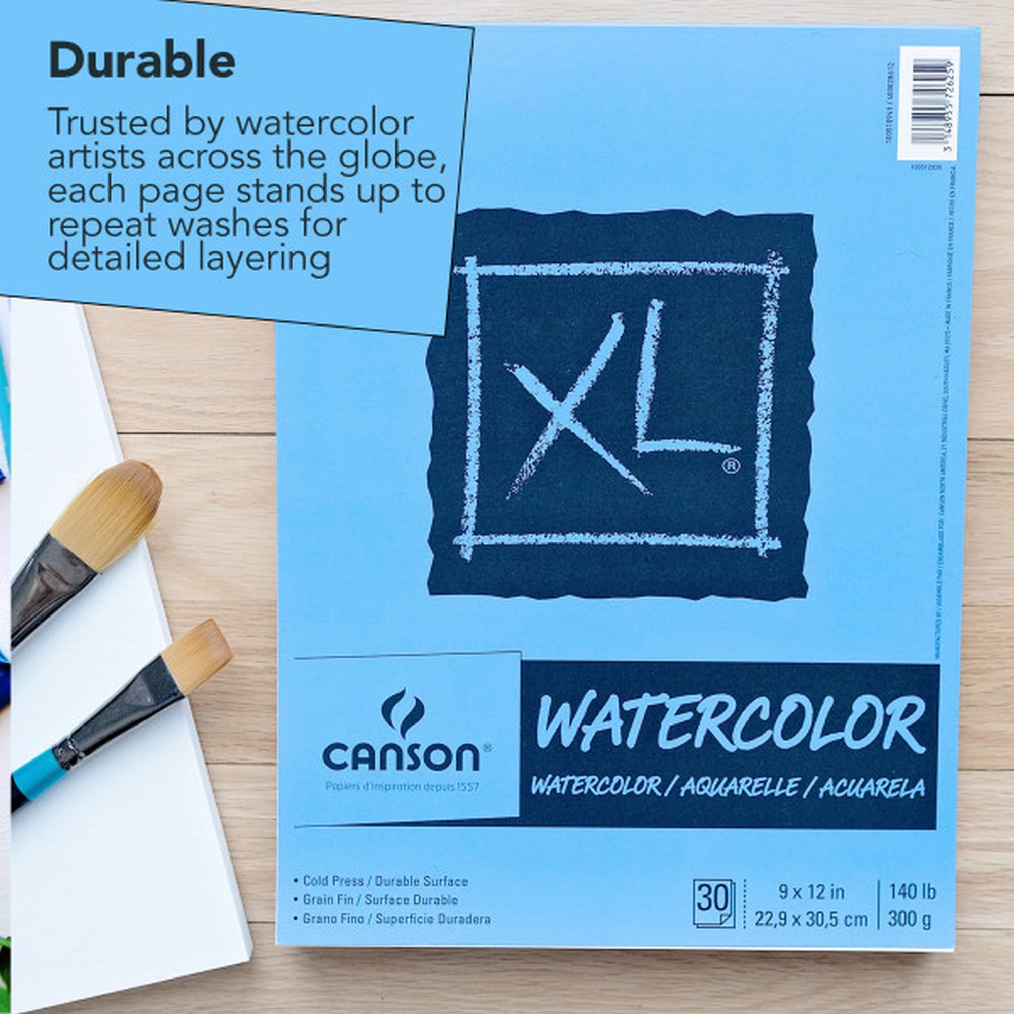  2-Pack Bundle - Canson XL Series - 11 x 15 inch - Cold Press  Watercolor Textured Paper Pad, Fold Over, 140 Pound, 30 Sheets Each