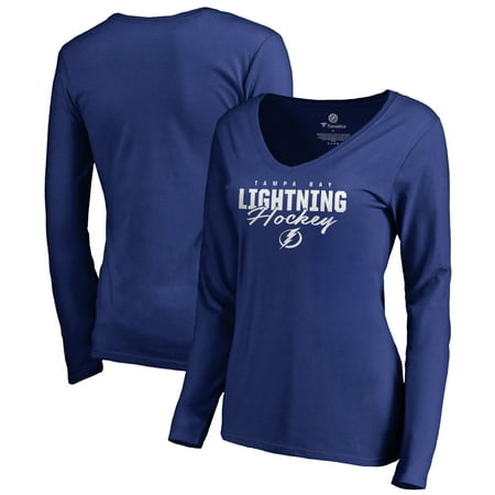 - Tampa Bay Lightning Fanatics Branded Women's Iconic Collection Script Assist Long Sleeve V-Neck T-Shirt - Blue