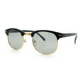 thumbnail image 3 of Polarized Photochromic Light Grey Lens Mens Iconic Half Rim Hipster Sunglasses Black Gold, 3 of 8