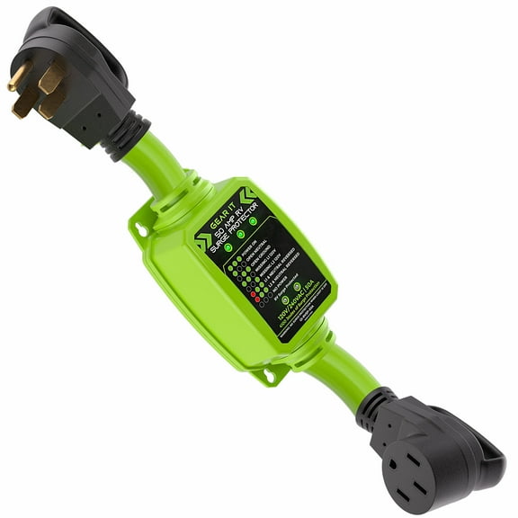 GEARit RV Surge Protector 50 AMP - Circuit Analyzer Voltage Protector/Monitor with Surge Protection (4100 Joules) Weather Resistant 50A Extension Plug for RV Trailer Travel Outdoor Camper