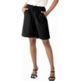thumbnail image 4 of Sucegi Trendy Black Drawstring Shorts for Women - Loose Fit with Side Pockets, Perfect for Casual Wear, 4 of 5