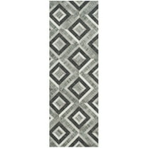 SAFAVIEH Studio Leather Mariam Geometric Runner Rug, Ivory/Dark Grey, 2'3" x 7'