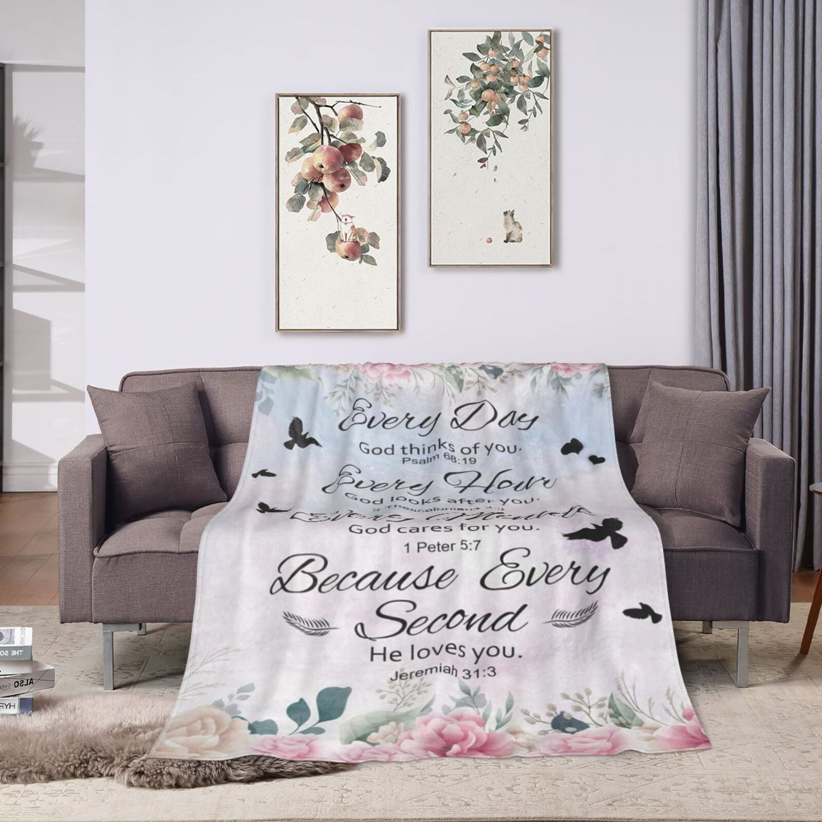 Wijzvio Religious Gifts For Women Throw Blanket Soft Fuzzy Fleece Blanket For Couch Bed Living Room Decoration 50"X40"
