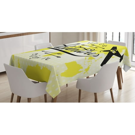 

Ambesonne Adventure Tablecloth Rectangular Table Cover World Map Airplane 60 x84 Yellow Black