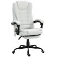 thumbnail image 1 of White Reclining Massage Office Chair with Footrest - Adjustable Height & 7-Point Vibration - Perfect for Home Office & Study Spaces - Linen-Look Fabric, 1 of 7