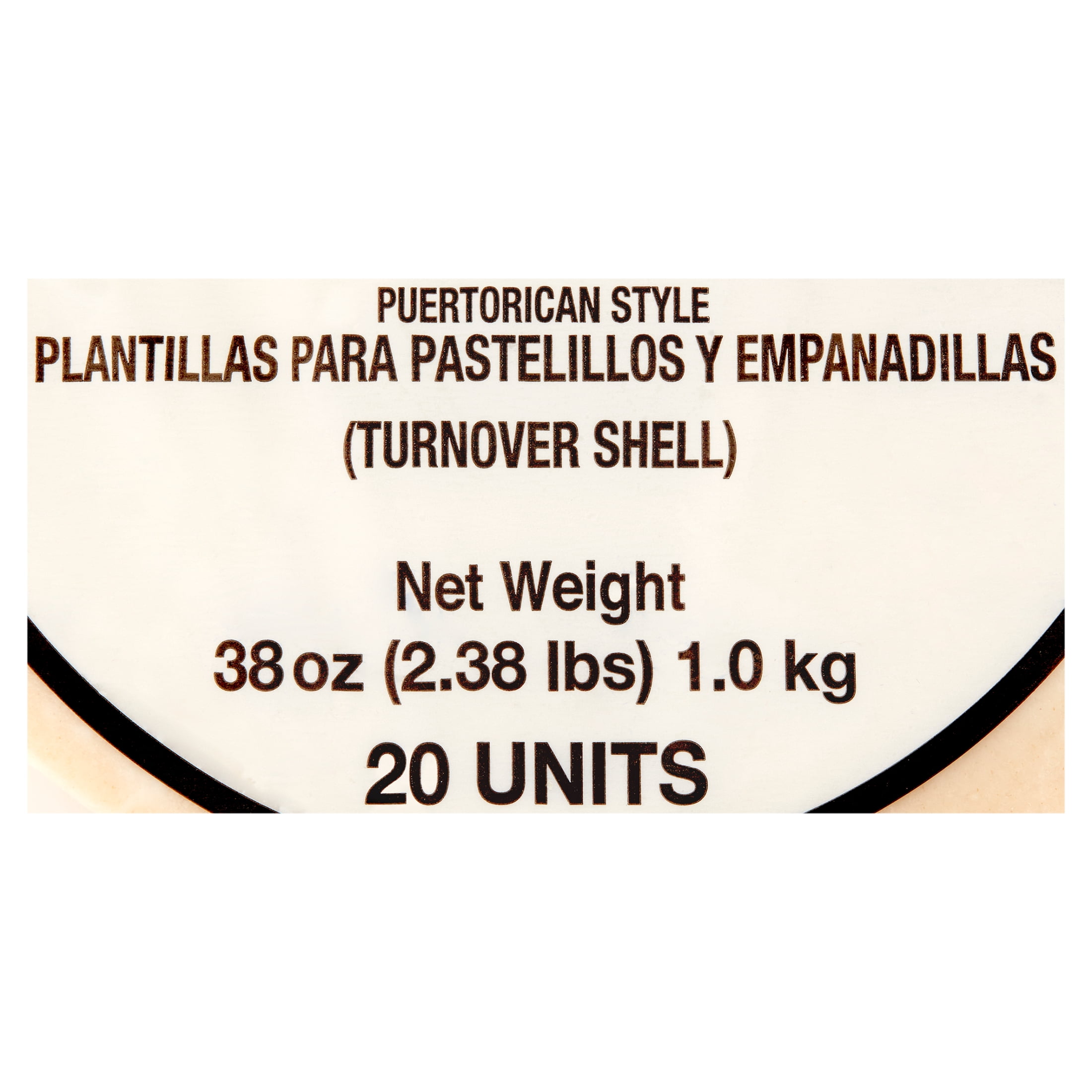 Kikuet Puertorican Style Turnover Shell 38 oz, 20 Count Plastic Packet (Frozen)
