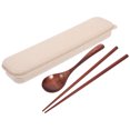 thumbnail image 3 of Juego de viaje con palillos y cuchara de madera japonesa, vajilla tallada portátil con estuche de transporte, cubiertos reutilizables para utensilios de picnic y acampada, 3 of 4