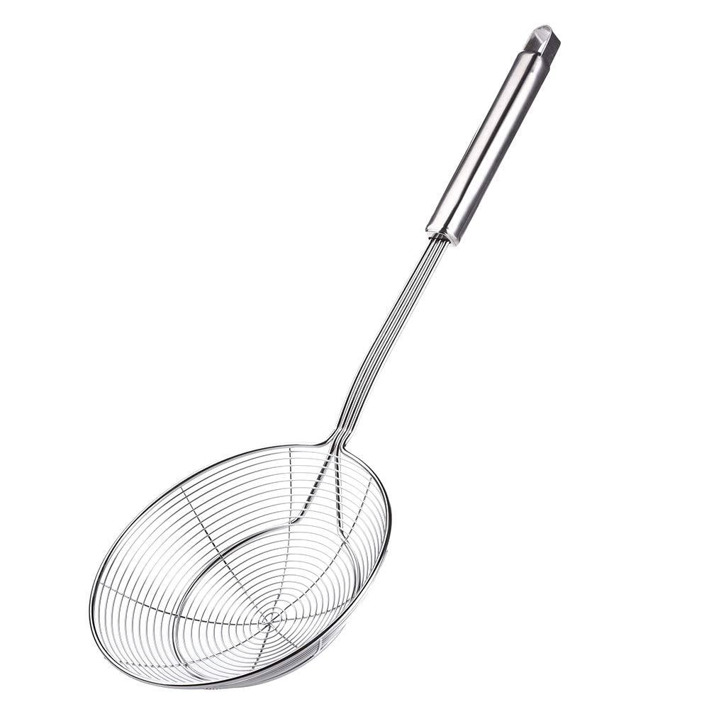 Strainer Skimmer Stainless Steel Spider Strainer Ladle for Pasta Spaghetti Noodles and Frying in Kitchen 12 Inches Bowl