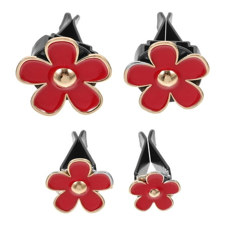 FRCOLOR 4Pcs Car Air Freshener Clips Metal Red Flower Shape Elegant Design for Drivers