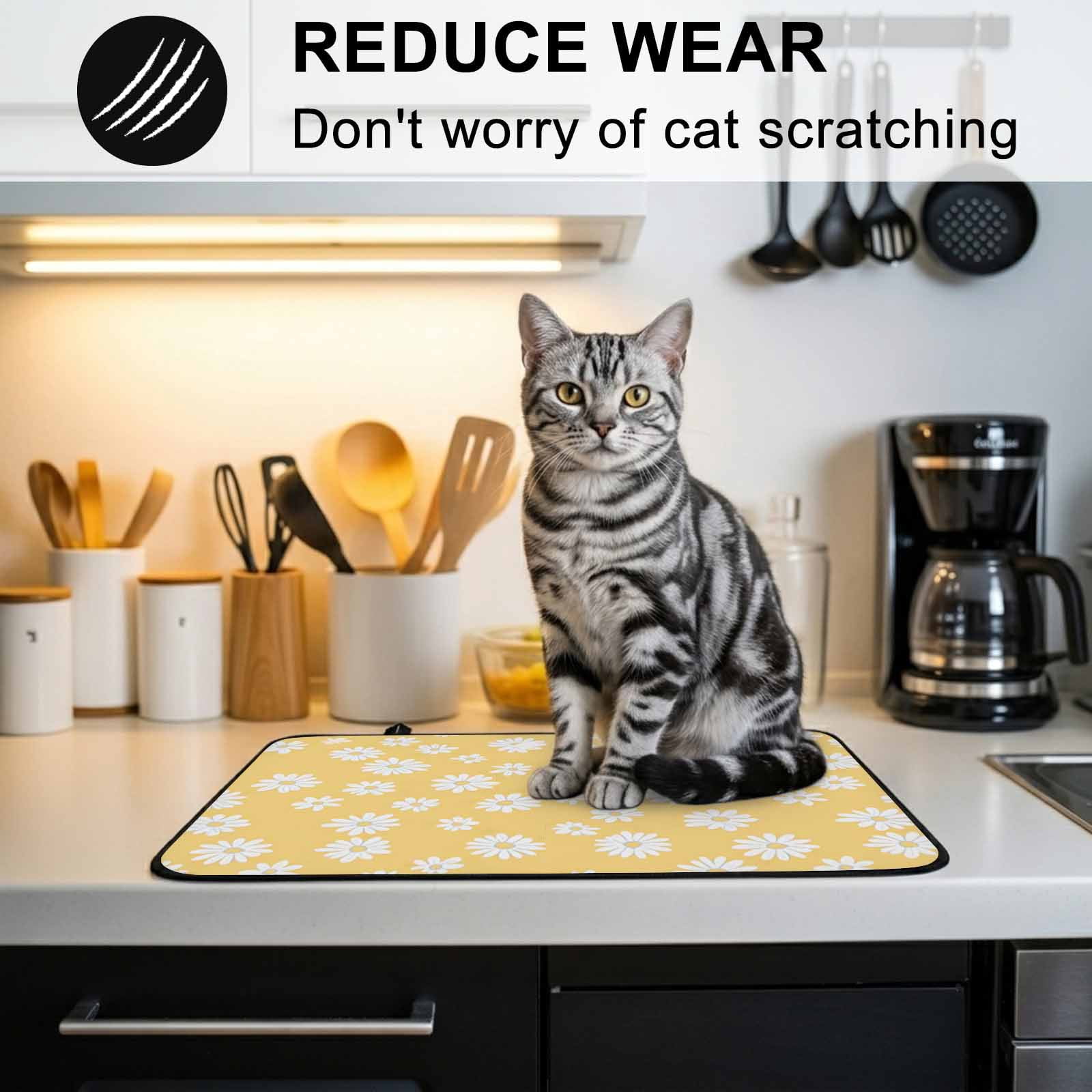 White Yellow Daisy Stove Top Cover for Electric Stove, Heat-proof & Non Slip Glass Top Stove Cover Protector, Spring Summer Floral Botanical Kitchen Flat Cooktop Rubber Mat 24x21 Inches