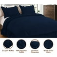 thumbnail image 4 of 3 Piece Luxury 5 Inch Two Layer Ruffle Comforter 550 GSM All Season (Oversized Queen Size) Premium Super Soft - 800 TC, 100% Egyptian Cotton- Solid Navy Blue Colour, 4 of 7